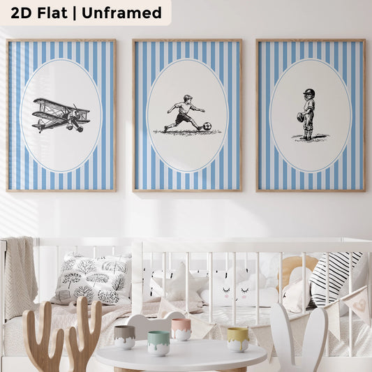 3-Piece Football Player Canvas Wall Art | Sports Room Decor Canvas Wall Art Set Peaceful Pleasures Health and Wellness CH198-3pcs 21x30cm Unframed
