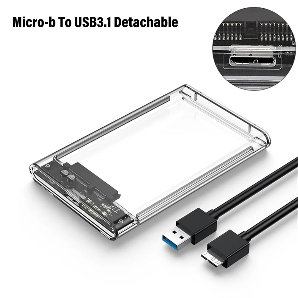 Transparent External Hard Drive Case 2.5 Inch HDD SSD Case Micro-b To USB3.1 4TB Drive Housing Compatible UASP SATA III Laptop Peaceful Pleasures Health and Wellness DZK0230N1