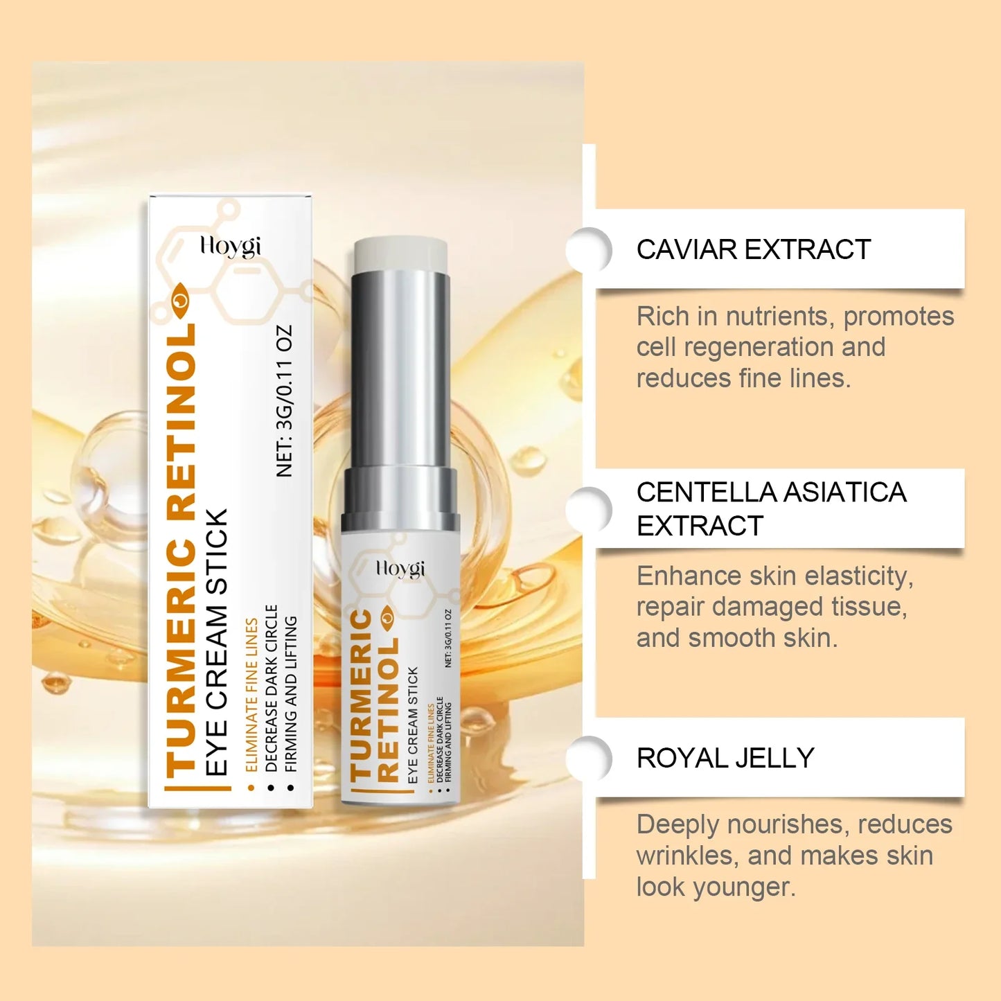 Hoygi Turmeric Retinol Eye Serum Stick – Dark Circles & Lines