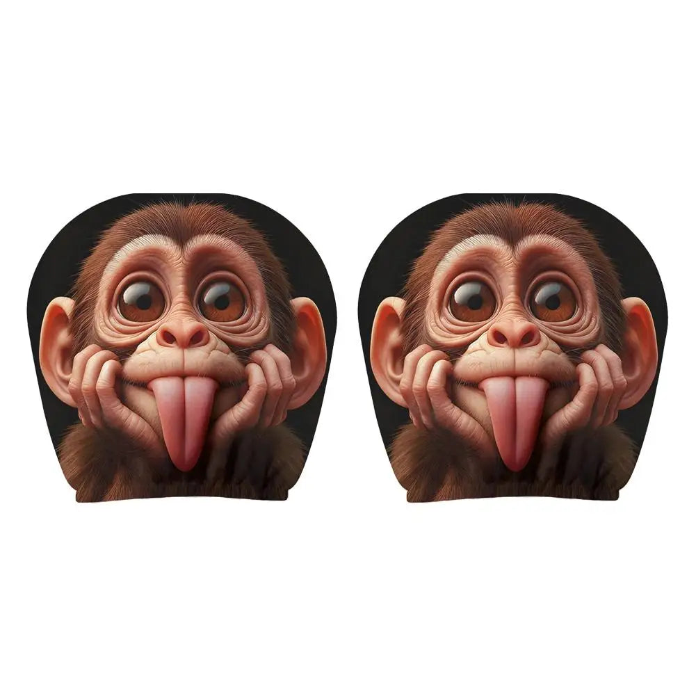 2PCS Funny Animal Car Headrest Covers Universal Auto Seat Neck Pillowcase Cute Cat Dog Monkey Pattern Interior Decor for Sedan Peaceful Pleasures Health and Wellness G