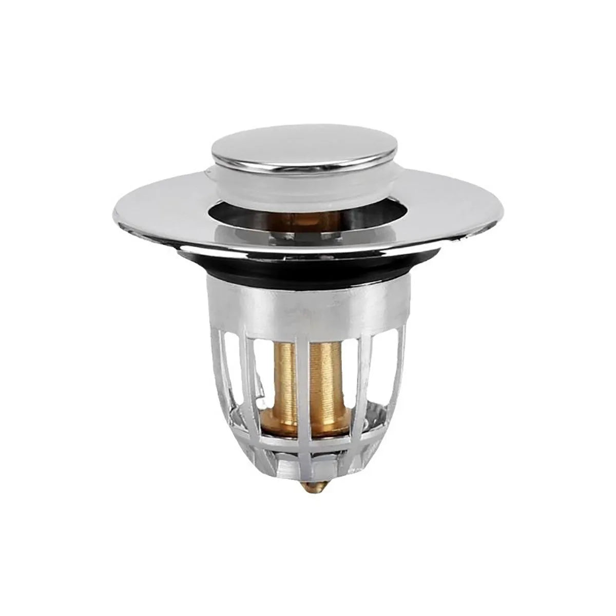 Chrome Pop-Up Sink Drain Stopper with Hair Catcher Filter