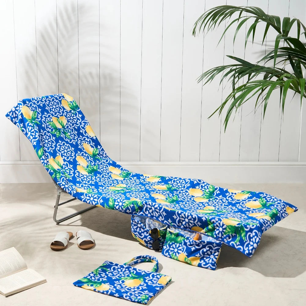 Lounge Chair Towel Cover,2-In-1 Beach Chair Cover Handbag,Super Absorbent And Soft Foldable Beach Chair Cover,for Beach/Hotels Peaceful Pleasures Health and Wellness