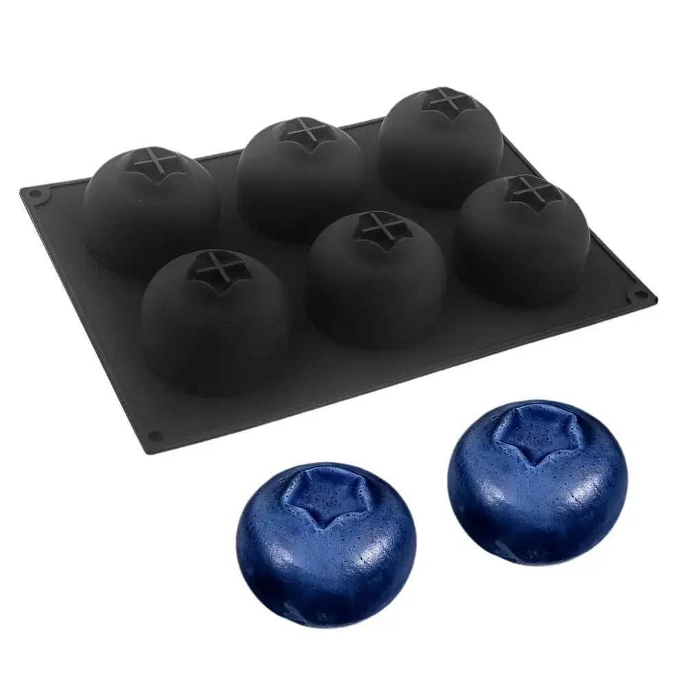 Blueberry Mousse Silicone Mold 6-Cavity 3D Fruit Shape Baking Pan For Chocolate Brownie Dessert Cake Decorating Tool Peaceful Pleasures Health and Wellness Black