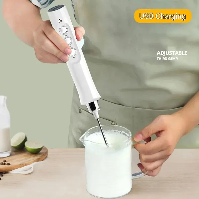 3-in-1 Handheld Milk Frother | 3-Speed USB Rechargeable Foamer