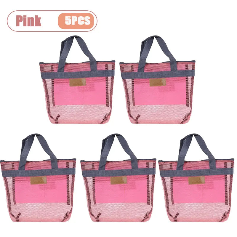 Travel Beach Tote Bag with Mesh Pockets – Swim & Gym Organizer