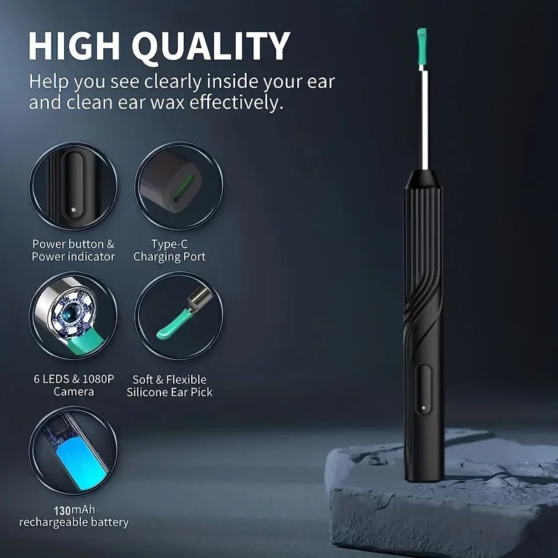 2025 Visual Ear Wax Cleaner with Camera Safe Earwax Removal Endoscope with Camera Luminous Otoscope Ear Cleaning Tools Ear Care Peaceful Pleasures Health and Wellness