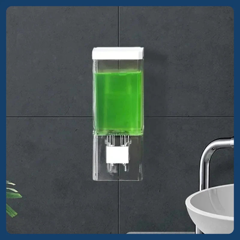 Transparent Wall-mounted Manual Soap Dispenser Household Bathroom Hotel Single-head Non-punching Hand Sanitizer Soap Dispenser Peaceful Pleasures Health and Wellness