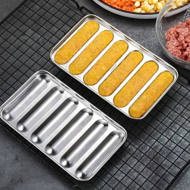 6 in 1 Sausage Maker Stainless steel Mold DIY Hot Dog Handmade ham sausage mould Kitchen Making and Refrigerated Hot Dog tool Peaceful Pleasures Health and Wellness