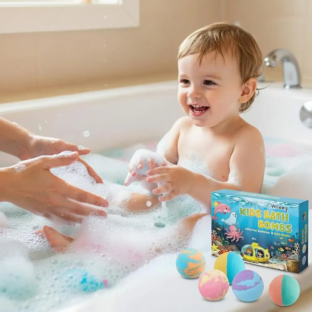 Kids Colorful Bath Bombs Gift Set – 6 Fizzy Spa Balls for Fun Bath Time Peaceful Pleasures Health and Wellness