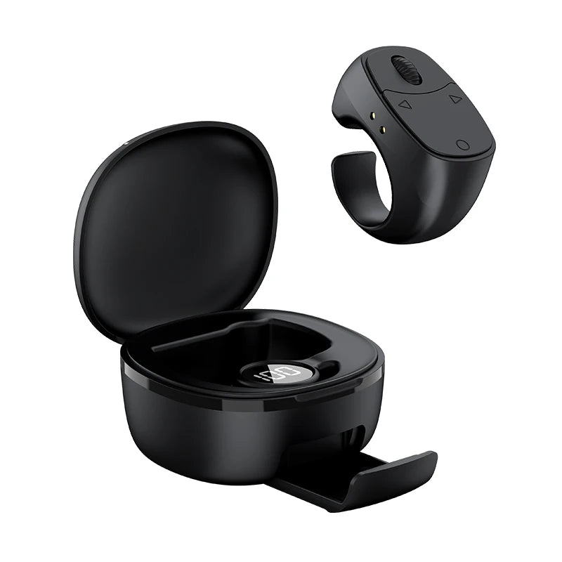 Bluetooth 5.3 Fingertip Scrolling Ring Remote – Selfie & Video Peaceful Pleasures Health and Wellness Black B