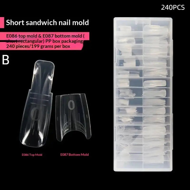 Oval Dual Nail Extension Forms 15 Sizes Sandwich Design 60–300pcs