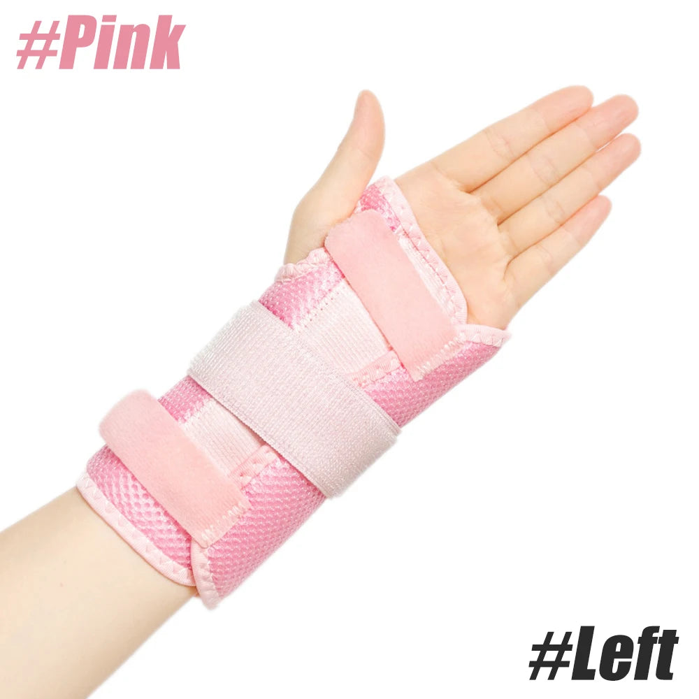 1PC Wrist Brace for Carpal Tunnel Relief – Doctor-Developed Night Support with 2 Splints, Adjustable Compression for Arthritis Peaceful Pleasures Health and Wellness Pink-Left-1PCS