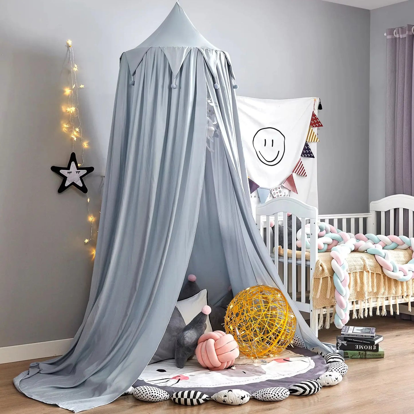 Battilo Kids Bed Canopy Round Dome Mosquito Net Play Tent