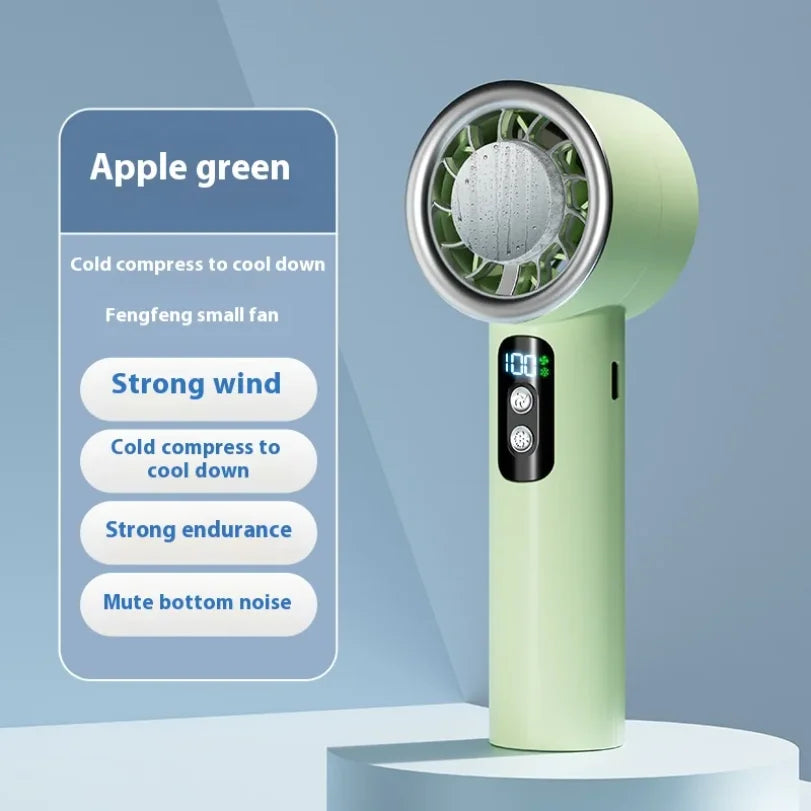 Portable Handheld Turbo Fan – Ice Cooling, 3 Speeds, USB