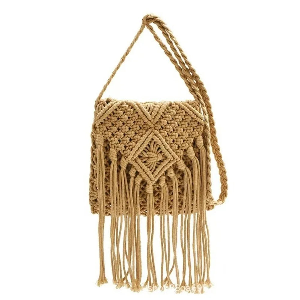 Bohemian Woven Tassel Shoulder Bag | Women's Crossbody Purse