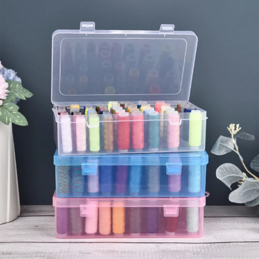 New Sewing Thread Box 42 Pieces Spools Bobbin Carrying Case Container Holder Craft Spool Organizing Case Sewing 24 Spools Peaceful Pleasures Health and Wellness
