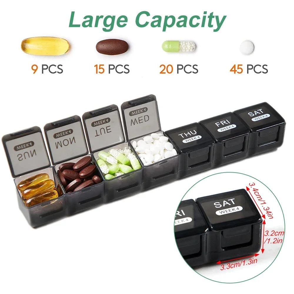 Pill Organizer Monthly, Moisture-Proof 4 Weeks Pill Box, Medicine Organizer One Month, Pill Container for Vitamin, Supplements Peaceful Pleasures Health and Wellness