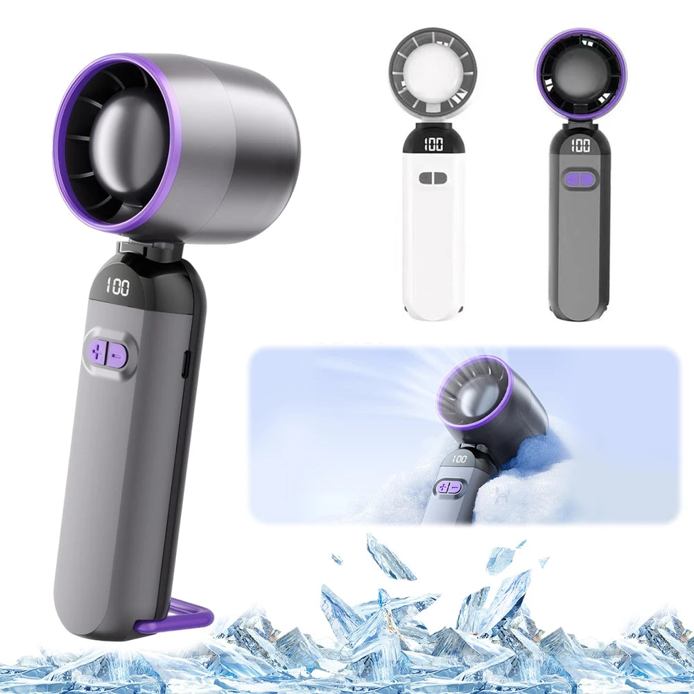 Mini Handheld Air Cooling High Speed Turbo Fan Foldable USB Rechargeable 3000mAh 100 Wind Speeds Adjustable Outdoor With Lanyard Peaceful Pleasures Health and Wellness