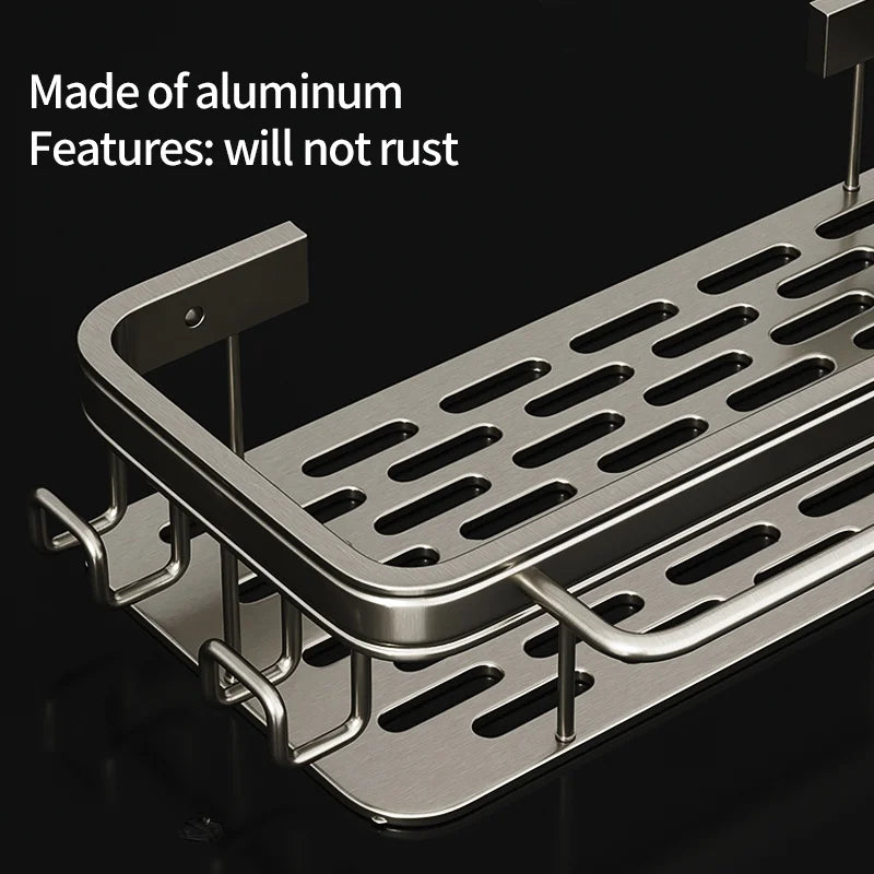 No-Drill Kitchen Sink Storage Rack – Aluminum Organizer