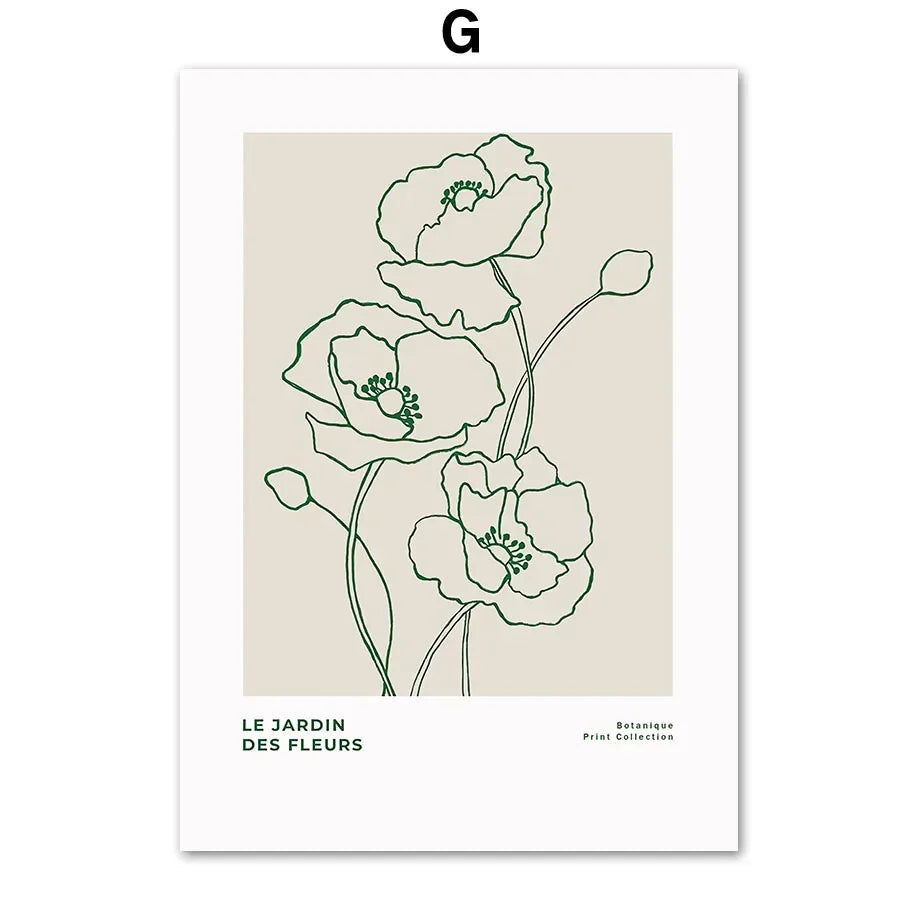Botanical Leaf & Flower Geometry Canvas Wall Art | Minimalist Print