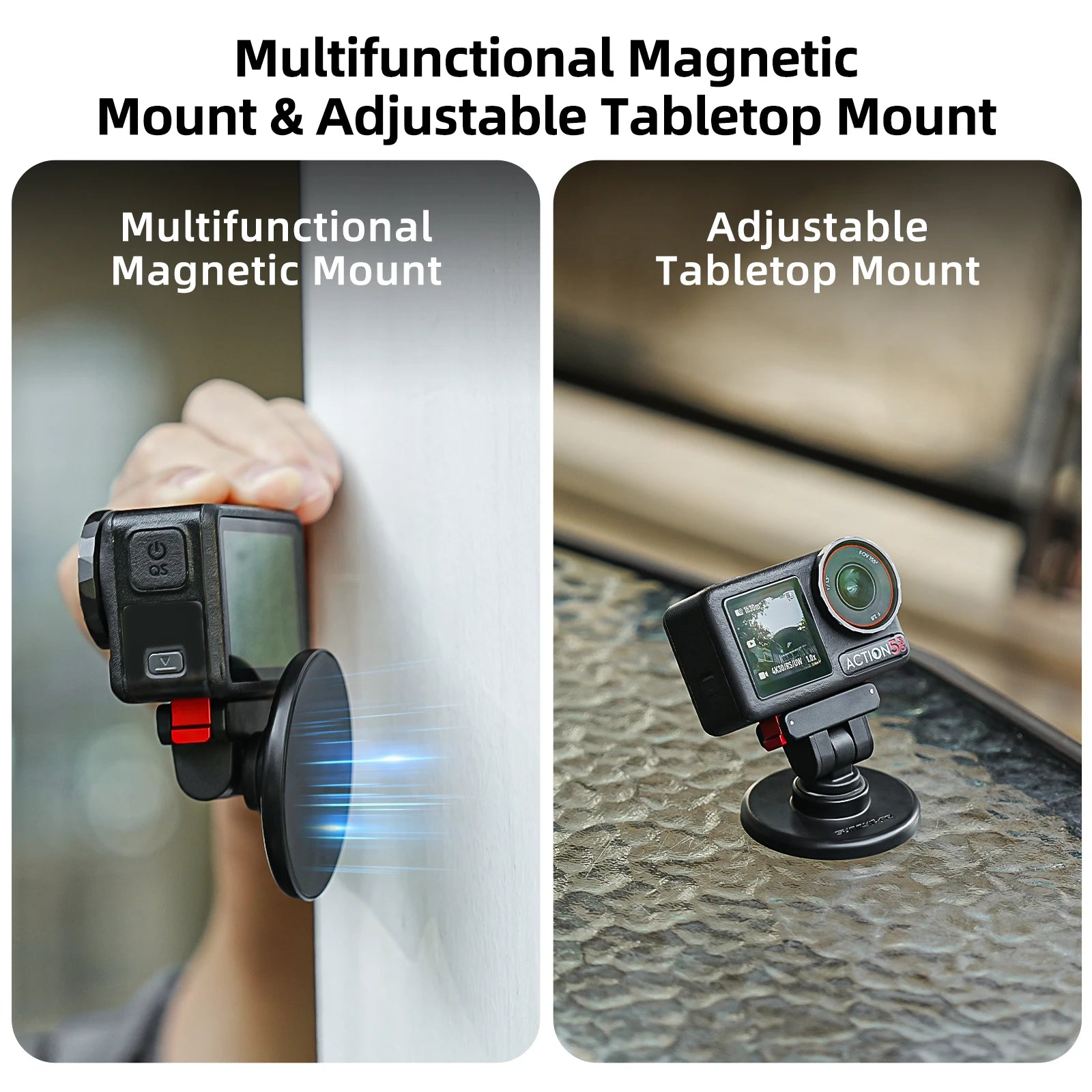 Multi-Functional Magnetic Base+Adapter For DJI OSMO 360 Quick-Release Magnetic Base For Action 5 Pro/4/3/2 Adjustable Base Mount Peaceful Pleasures Health and Wellness