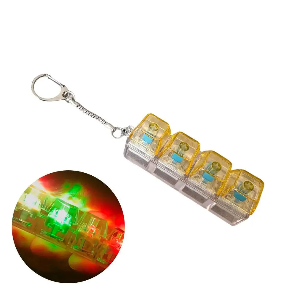 4-Key Mechanical Keyboard Fidget Keychain with LED – Clicker Gift Fidget Keychain Peaceful Pleasures Health and Wellness D