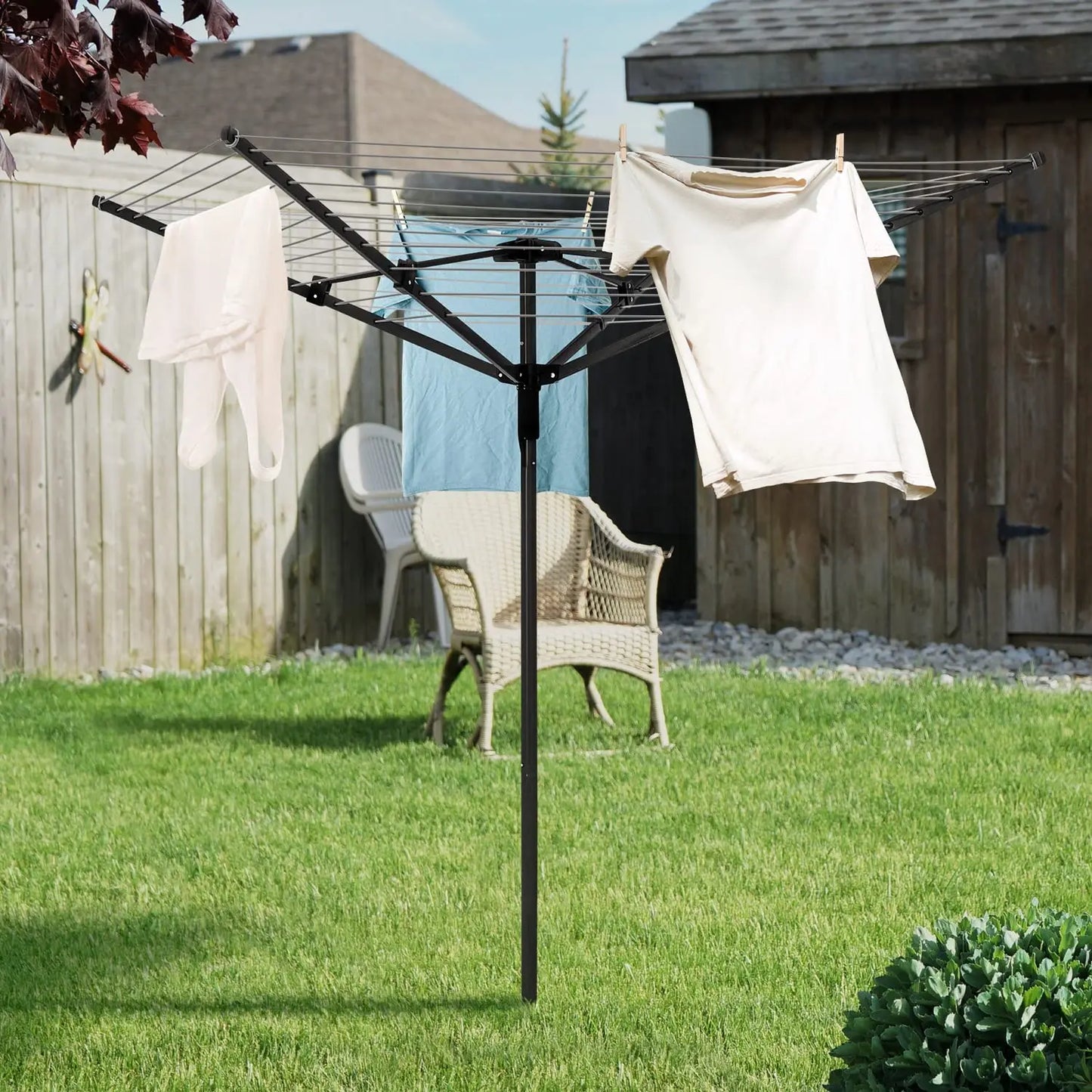 Rotary Outdoor Umbrella Clothes Drying Rack Cover Waterproof Weather Resistant Foldable Protection Cover Tear Resistant W Zipper Peaceful Pleasures Health and Wellness
