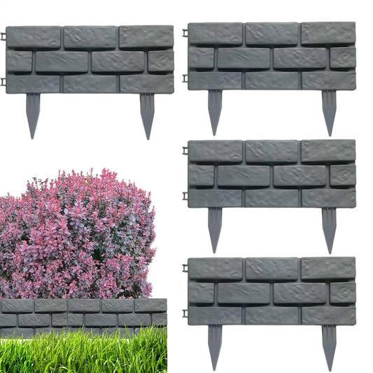 4-Pack Faux Stone Garden Fence Border Panels | Easy Assembly Garden Border Fence Oasis Select