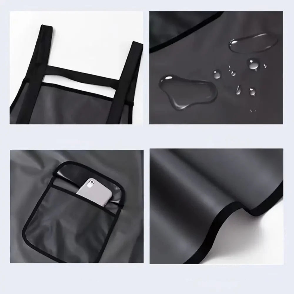 Transparent Black PVC Waterproof Kitchen Apron Oil Resistant Household Work Apron Dirt-Proof Cleaning Aprons for Practical Use Peaceful Pleasures Health and Wellness