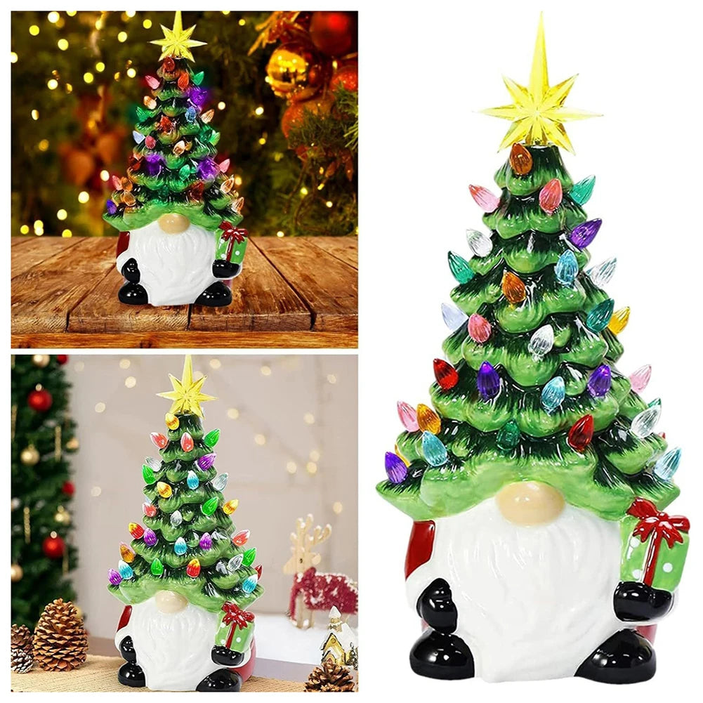 LED Lighted Christmas Gnome Resin Tabletop Decoration