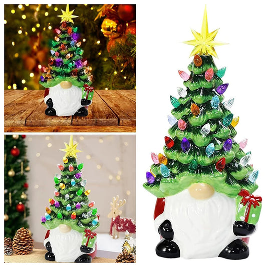 LED Lighted Christmas Gnome Resin Tabletop Decoration Christmas Gnome Figurine Peaceful Pleasures Health and Wellness