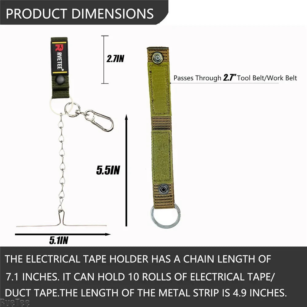 Electrical Tape Holder Chain for Tool Belt | Holds 7 Rolls