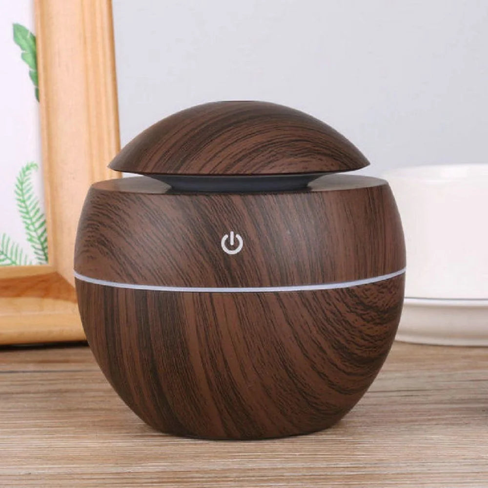 Mini Wood-Grain Spherical Humidifier & Aromatherapy Diffuser