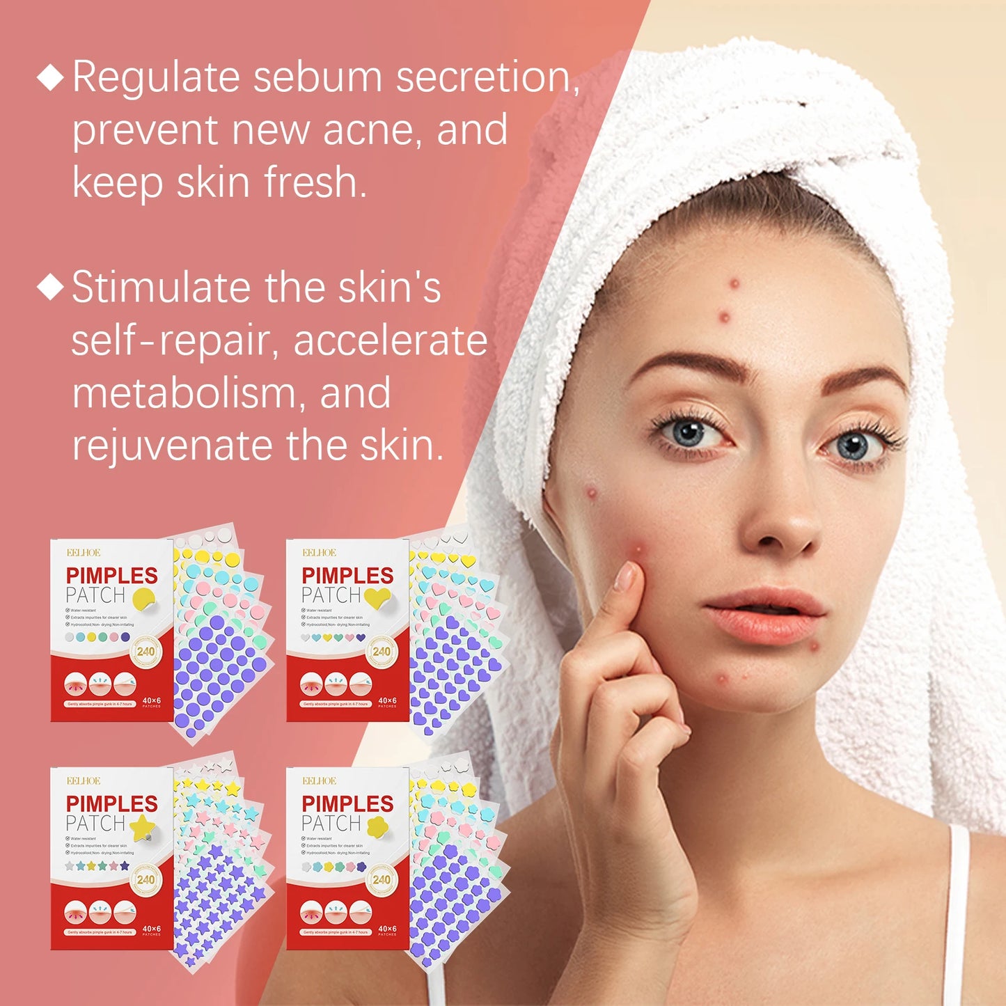 240-Pack Salicylic Acid Acne Patches – Cute Fun Shapes