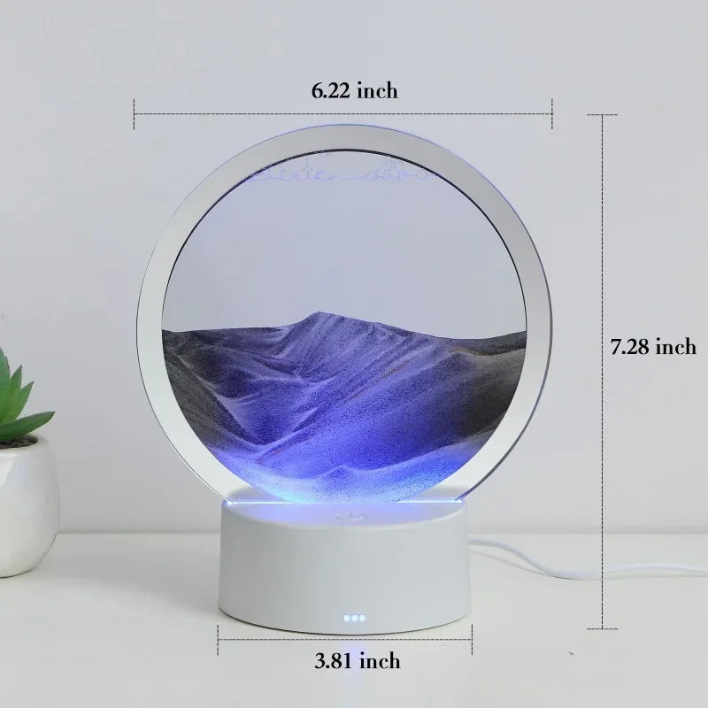 Hot 3D Stereoscopic Glass Sand Painting Bedside Lamp Decompression Liquid Office Home Decoration Gift Small Night Light Peaceful Pleasures Health and Wellness