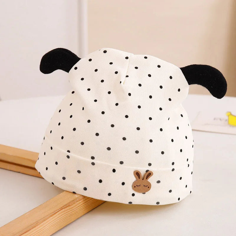 Newborn Baby Beanie | Red Bow Cherry Print Soft Cotton Cap 0-6M