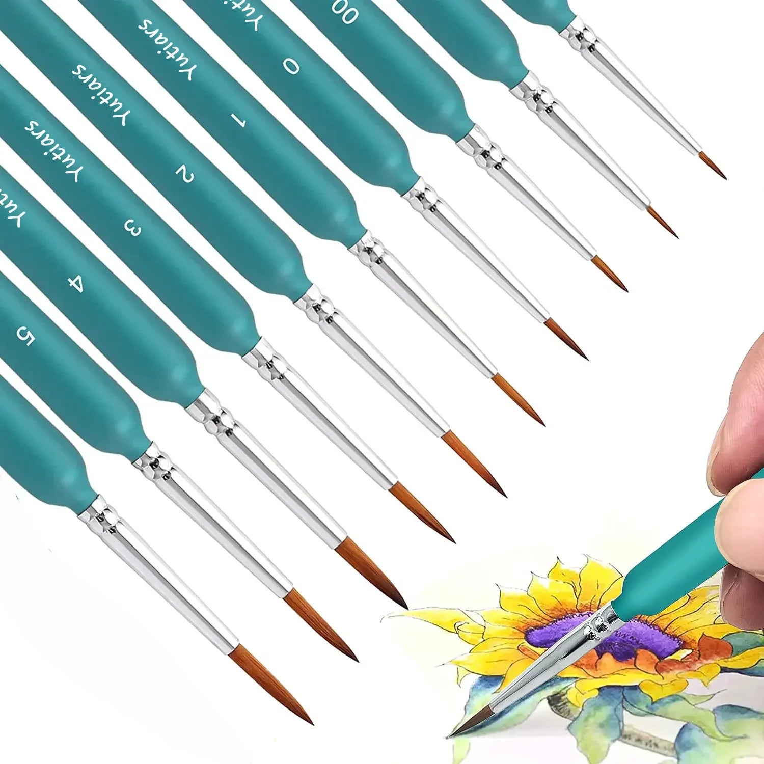 10-Pc Micro Detail Paint Brush Set – Nail, Oil & Watercolor Art Detail Paint Brush Set Peaceful Pleasures Health and Wellness green