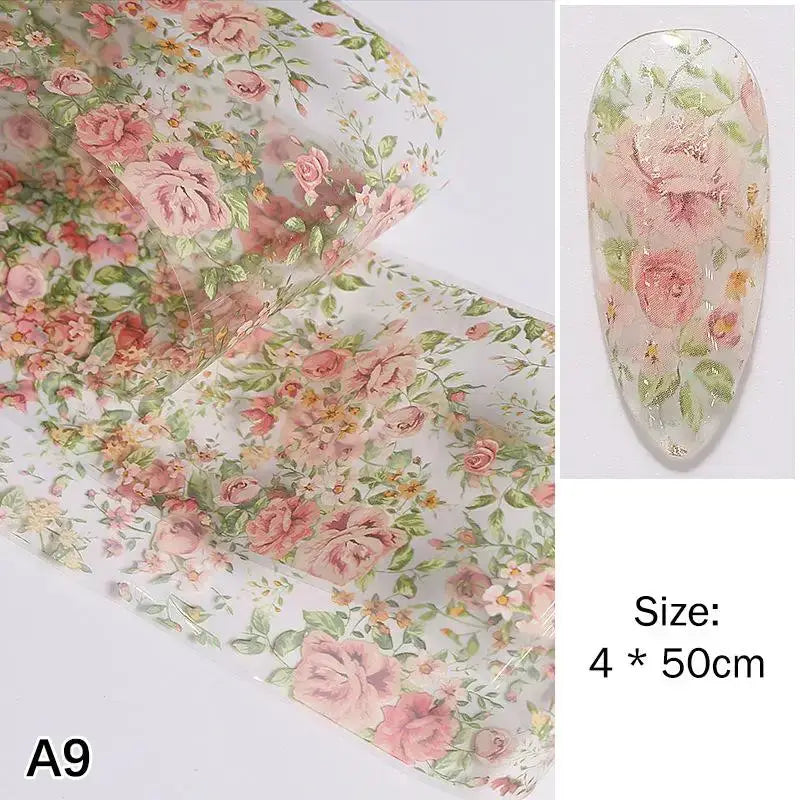 Flower Nail Transfer Foils Stickers for Nail Art
