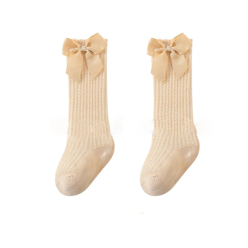 Baby Girl Bow Lace Knee High Socks | 0–24 Months Cotton