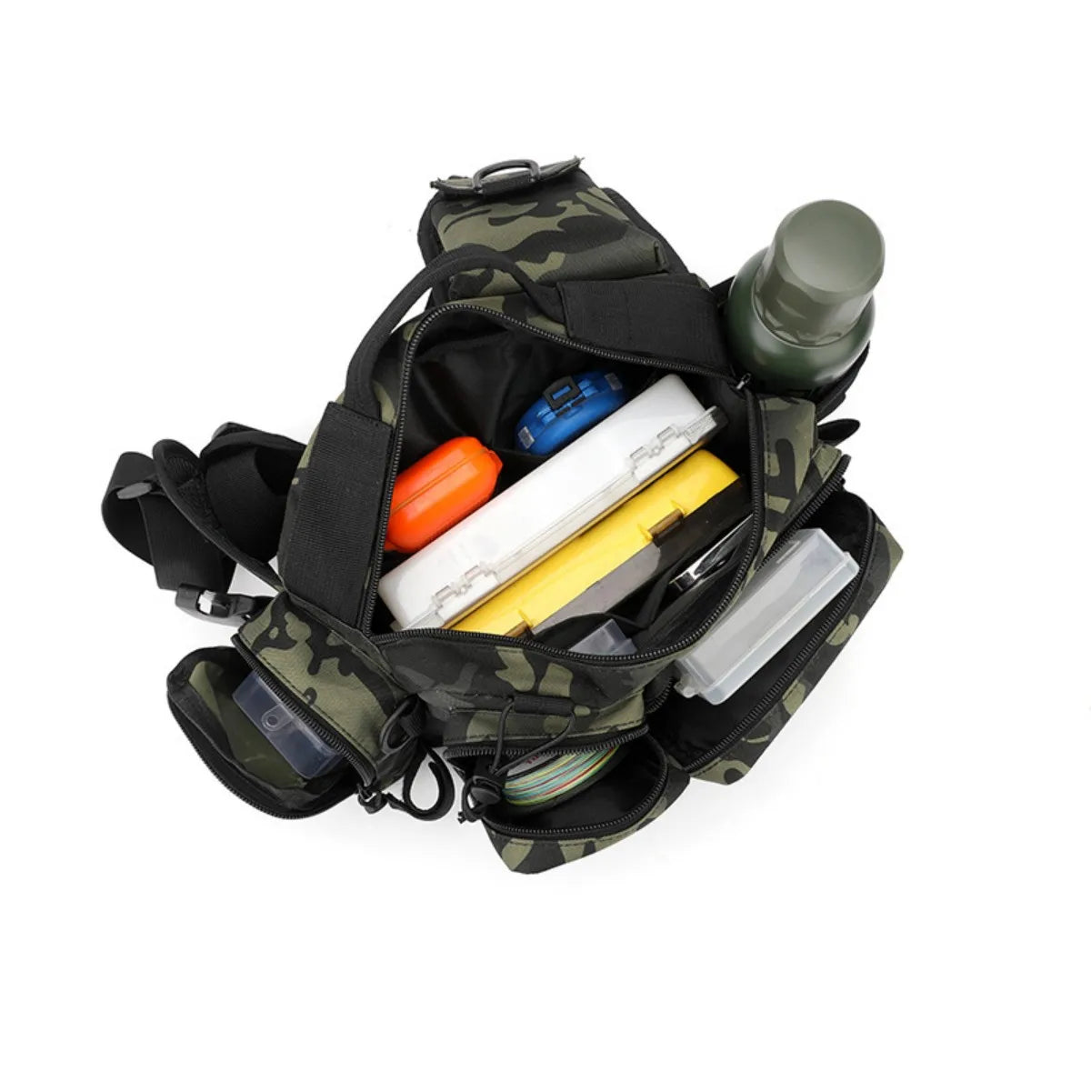 Lure bag, waist bag, single-shoulder backpack, crossbody bag, fishing rod bag, bait box, fishing tackle bag, large-capacity camo Peaceful Pleasures Health and Wellness