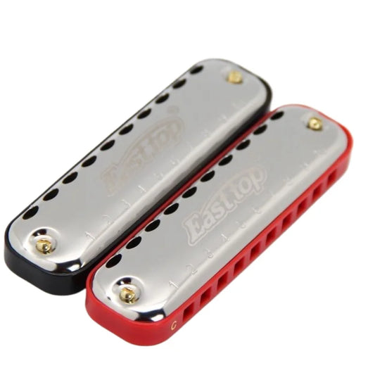 10-Hole Blues Harmonica Key C Adult Beginner Pocket Instrument Gray Peaceful Pleasures Health and Wellness Red