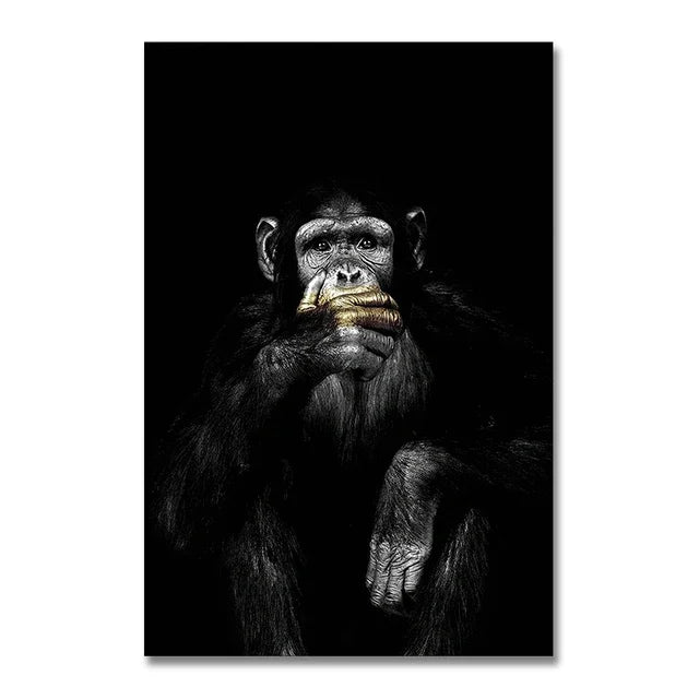 Animal Poster Large Size Posters Canvas Painting Wall Art Dark 3 Funny Monkey Posters and Prints for Living Room Home Decoration Peaceful Pleasures Health and Wellness A14 40x60cm Unframed