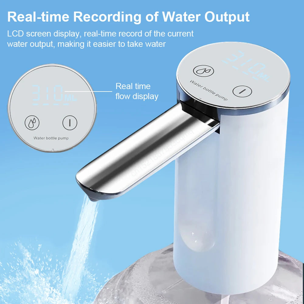 Electric Water Gallon Pump Automatic Water Pump 19 Liters Foldable Desktop Water Bottle Pump USB Rechargeable Water Dispenser Peaceful Pleasures Health and Wellness