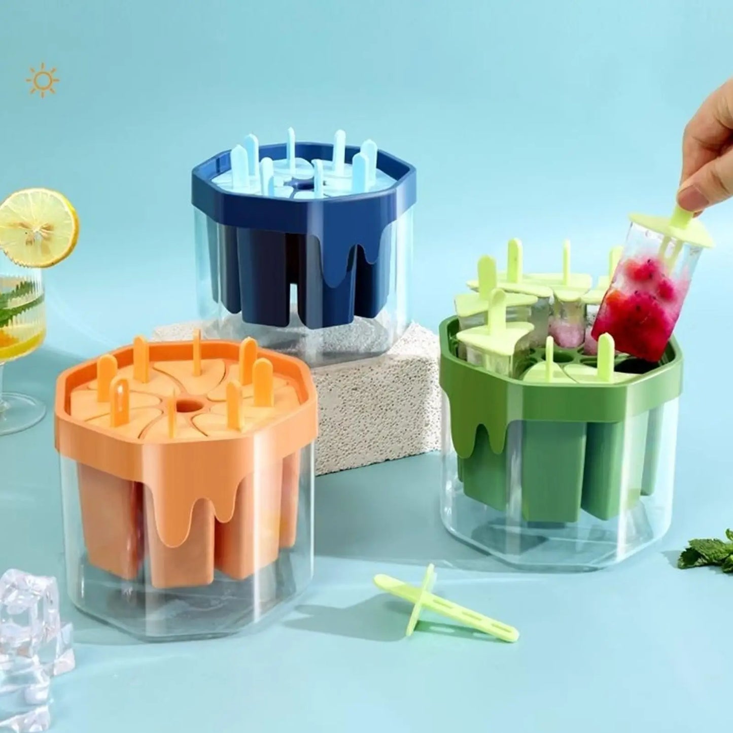 Ice Pop Molds 8-Cavity Reusable Non-Stick Easy Release Popsicles Maker For Summer Home Freezer, Juice Milk Fruit DIY Peaceful Pleasures Health and Wellness