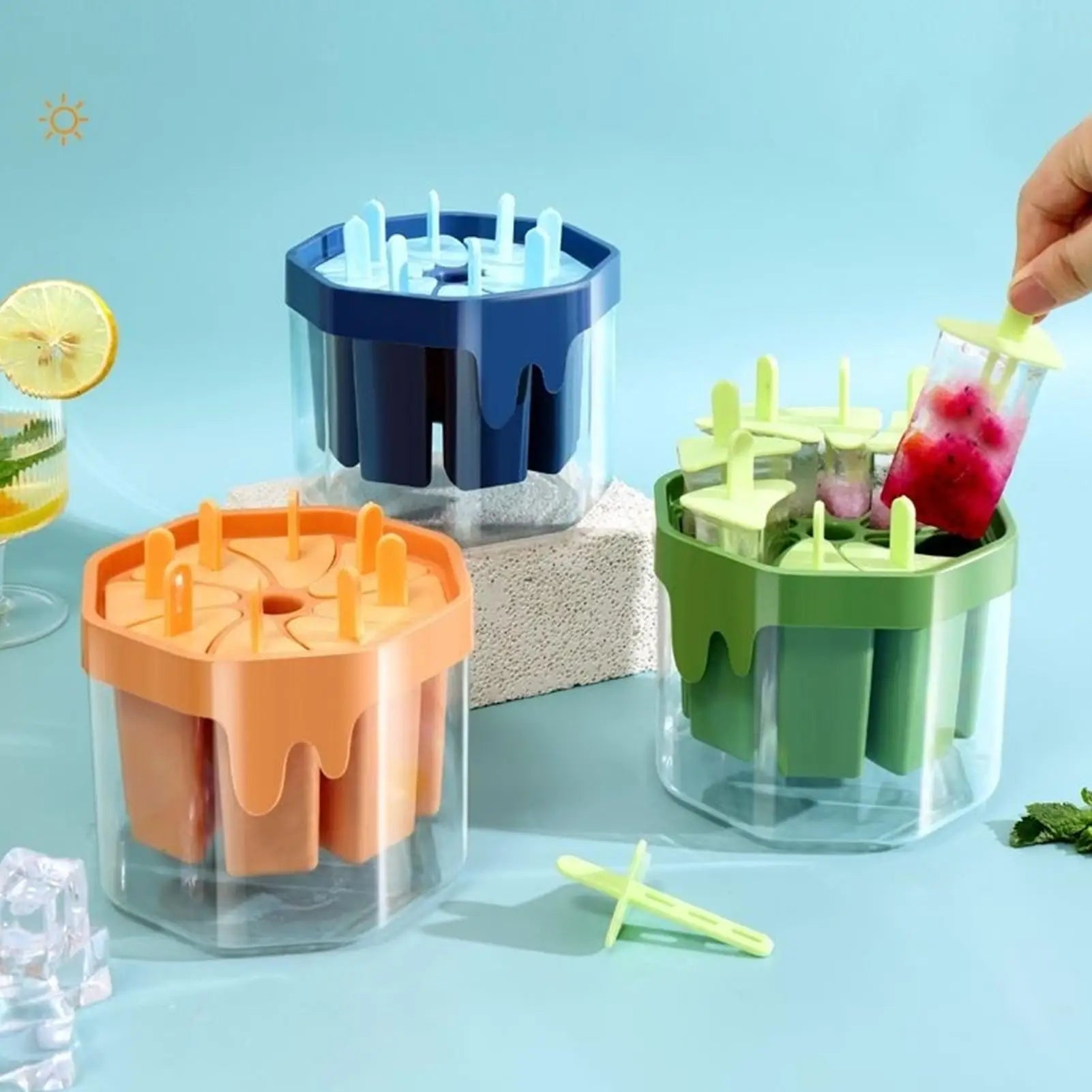 Ice Pop Molds 8-Cavity Reusable Non-Stick Easy Release Popsicles Maker For Summer Home Freezer, Juice Milk Fruit DIY Peaceful Pleasures Health and Wellness