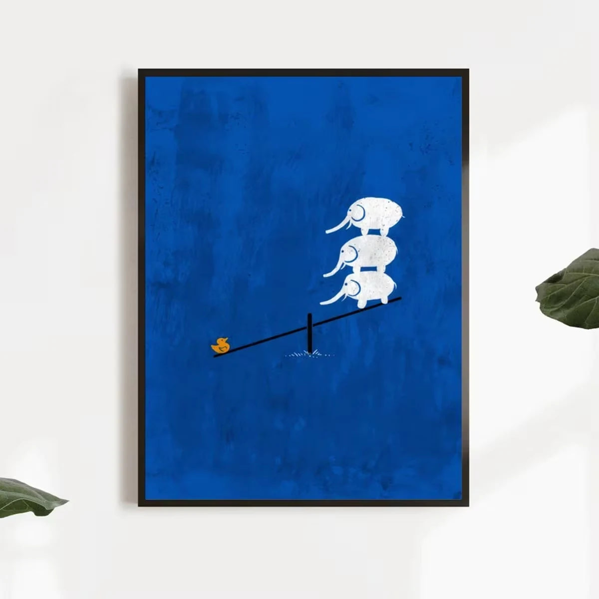 Modern Cartoon Blue Elephant Canvas Wall Art Print | Home Decor