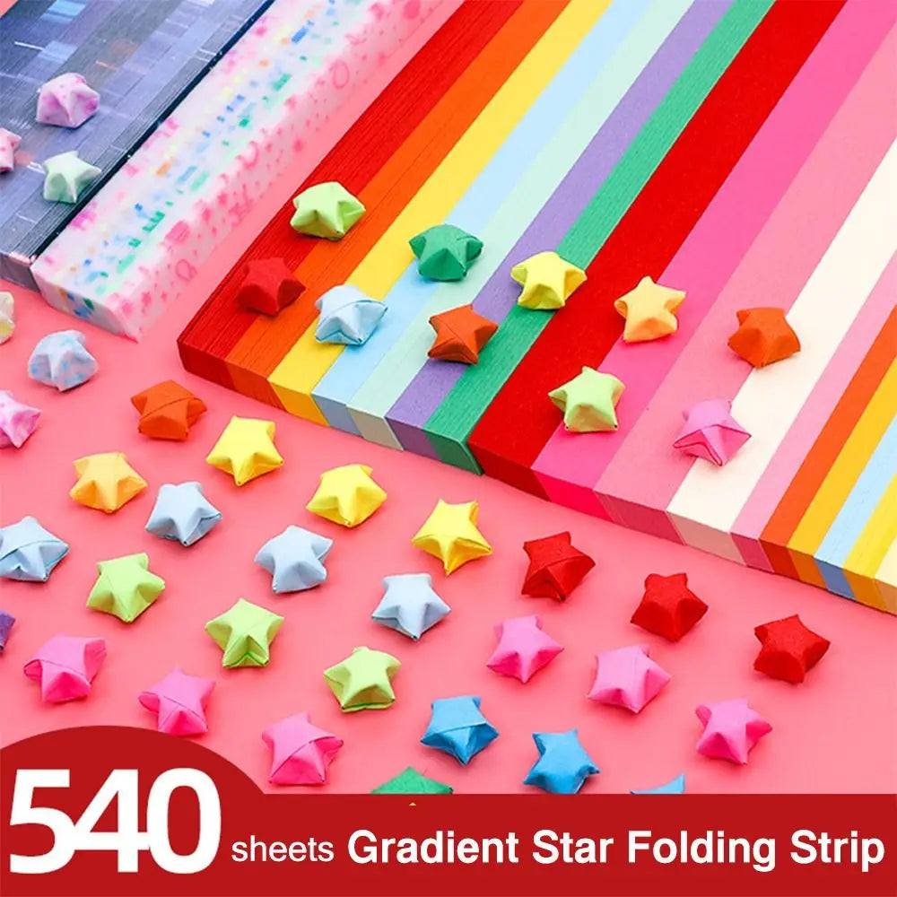 540PCS Gradient Star Origami Paper Strips – DIY Lucky Star Craft