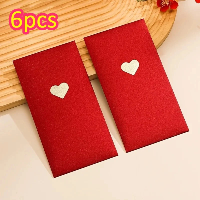 6pcs Red Love Envelopes – Valentine's Day & New Year Gift