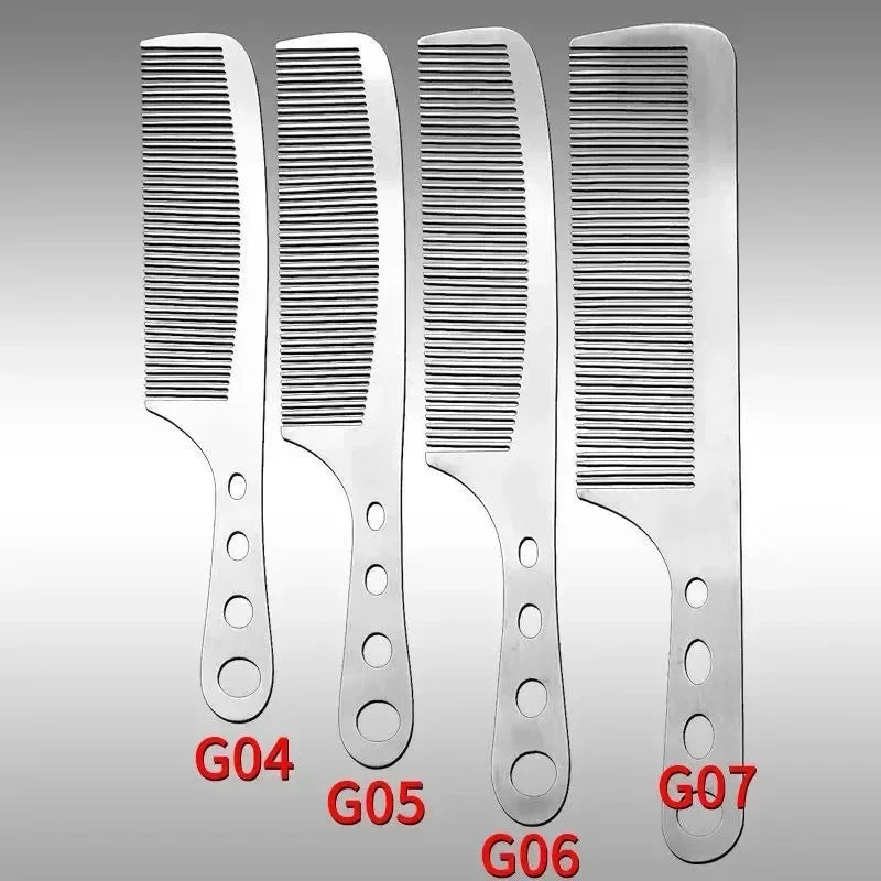 1PC Titanium Steel Comb Professional Salon Hair Hairdressing Anti-static Barbers Comb Ultra Thin Hair Brush for Men Peaceful Pleasures Health and Wellness