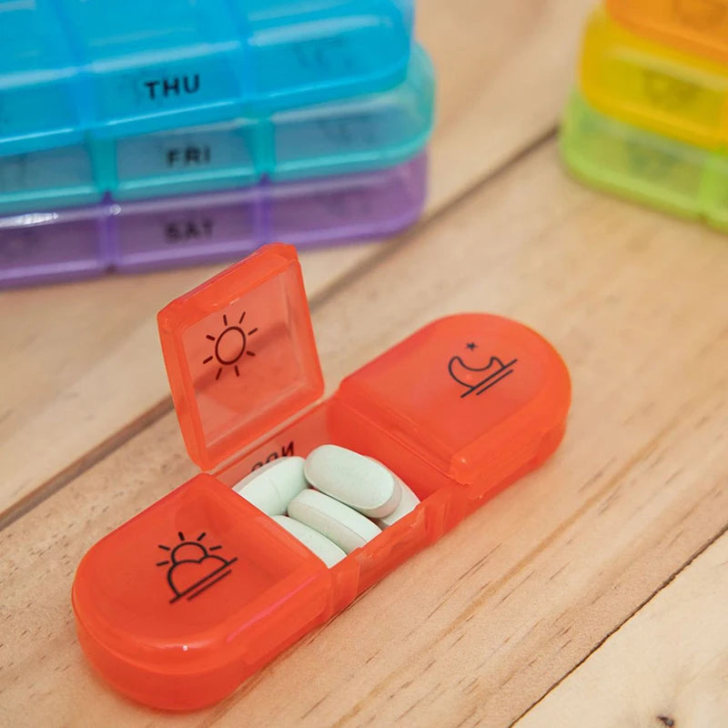 21 Grids Colorful and Black Pill Organizer 7 Day Weekly Travel Plastic Pill Case for Vitamins and Supplements Daily Medication Peaceful Pleasures Health and Wellness